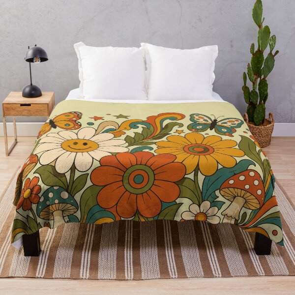 Item preview, Retro 70s Boho Hippie Groovy Floral Mushroom & Butterfly Art designed and sold by Far Out Goods.