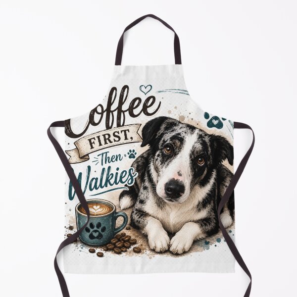 Item preview, Coffee First, Then Walkies. Cute Merle Dog Illustration. Nezuko Collection designed and sold by KOZStudio.