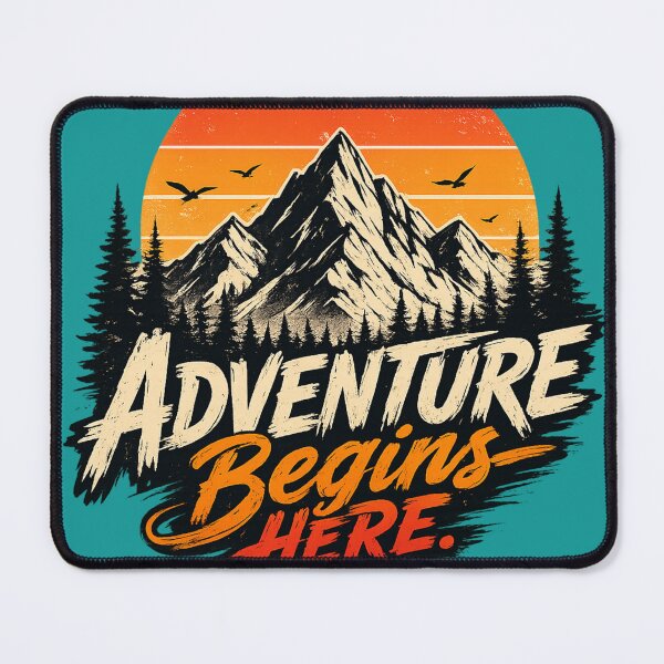 Item preview, Adventure Begins Here | Travel Typography Design designed and sold by VasiArtLab.