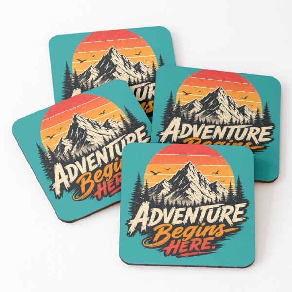 Item preview, Adventure Begins Here | Travel Typography Design designed and sold by VasiArtLab.