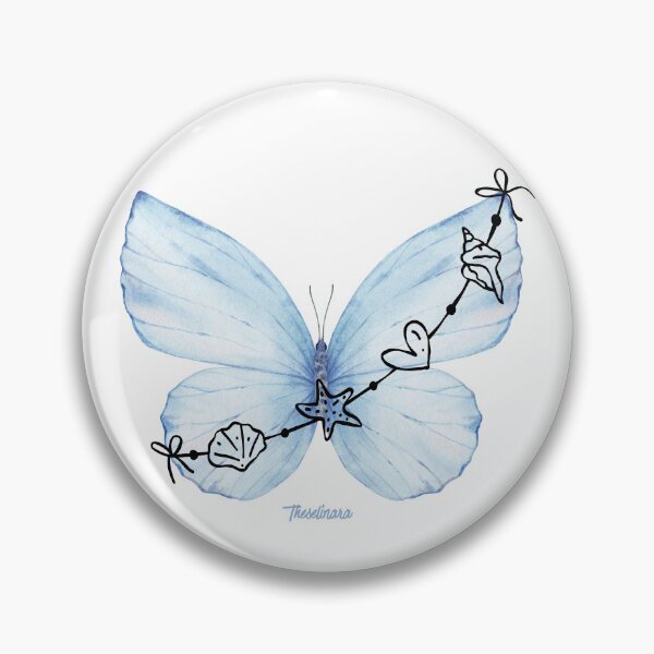 Item preview, Blue Butterfly and Shells Black - Coastal Dream  designed and sold by Theselinara.
