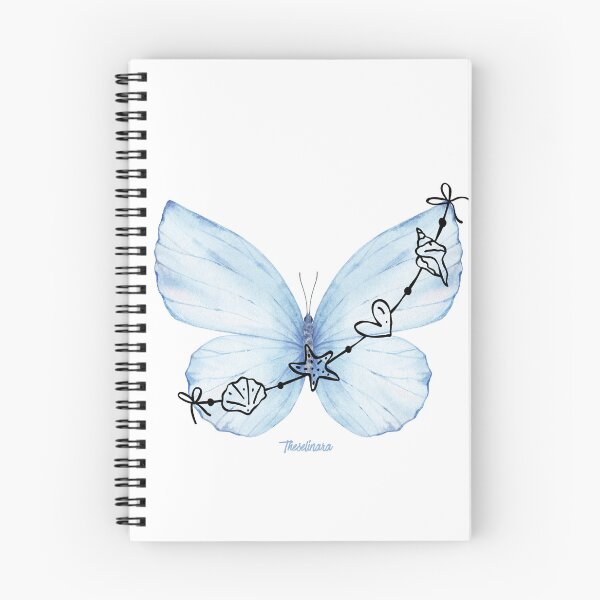 Item preview, Blue Butterfly and Shells Black - Coastal Dream  designed and sold by Theselinara.