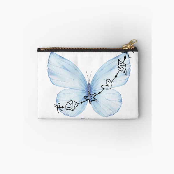 Item preview, Blue Butterfly and Shells Black - Coastal Dream  designed and sold by Theselinara.