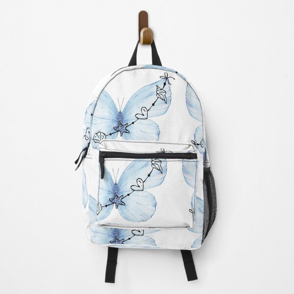 Item preview, Blue Butterfly and Shells Black - Coastal Dream designed and sold by Theselinara.