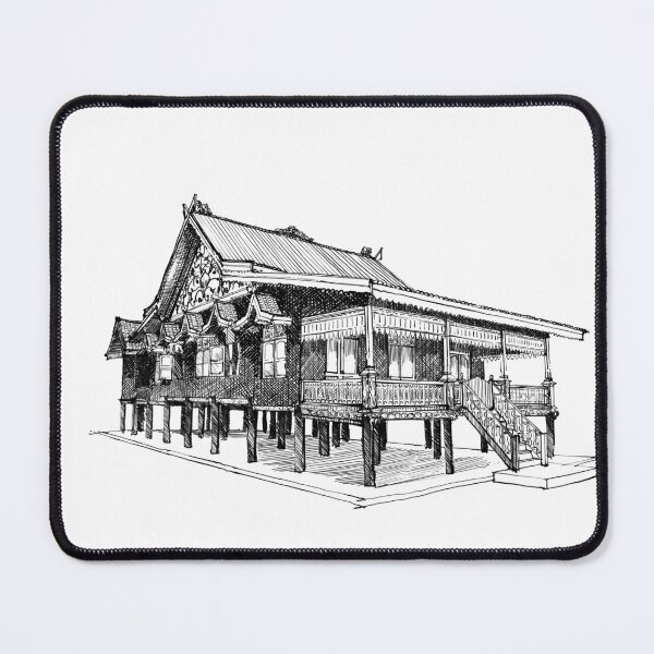 Item preview, Indonesia traditional house from Jambi province sketch designed and sold by midsketcher.