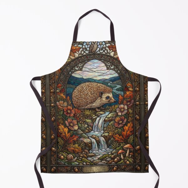 Item preview, Little Pilgrim by the Stream Stained Glass Hedgehog Art designed and sold by pinkal.