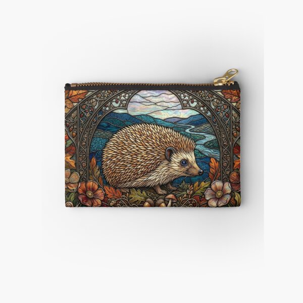 Item preview, Little Pilgrim by the Stream Stained Glass Hedgehog Art designed and sold by pinkal.