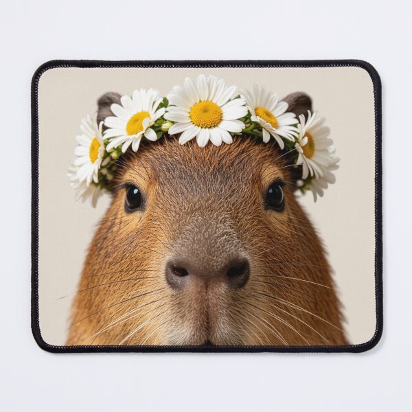 Item preview, Cute Capybara Daisy Flower Crown Portrait ⭐ Best designed and sold by BagFactoryUK.
