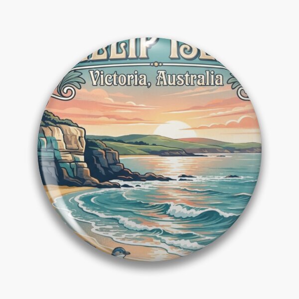 Item preview, Phillip Island Victoria Australia Vintage Travel Poster | Coastal Penguin Art designed and sold by Mathias Yakubu Design.