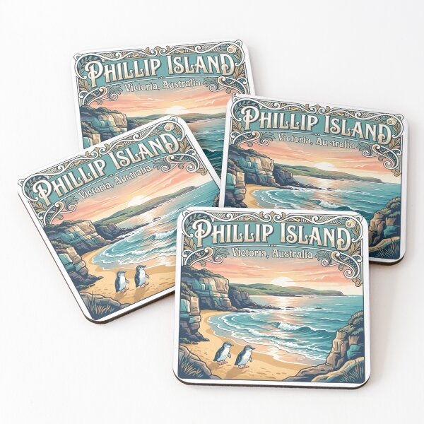 Item preview, Phillip Island Victoria Australia Vintage Travel Poster | Coastal Penguin Art designed and sold by Mathias Yakubu Design.
