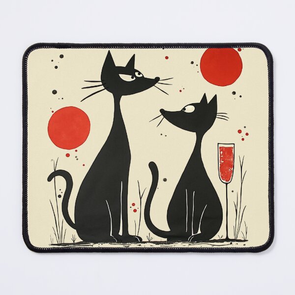 Item preview, Two Wine Drinking Black Cats In Lovers Spat designed and sold by GaffaDesigns.