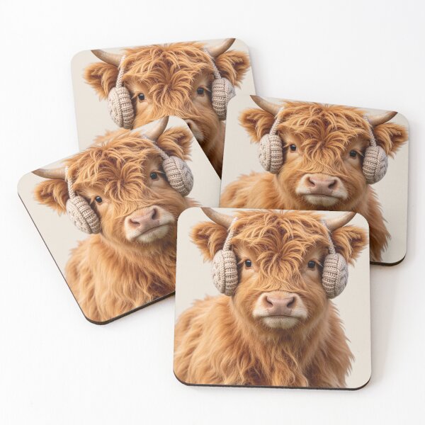 Item preview, Cute Highland Cow Wearing Cozy Earmuffs designed and sold by BagFactoryUK.