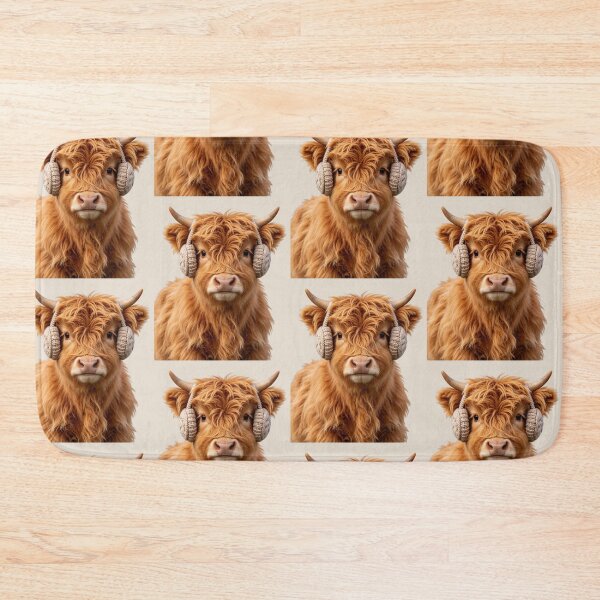 Item preview, Cute Highland Cow Wearing Cozy Earmuffs designed and sold by BagFactoryUK.
