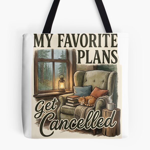 Item preview, Funny Introvert Shirt, My Favorite Plans Get Cancelled, Cozy Cat Reading Design, Homebody Quote, Book Lover Gift designed and sold by softmind studio.