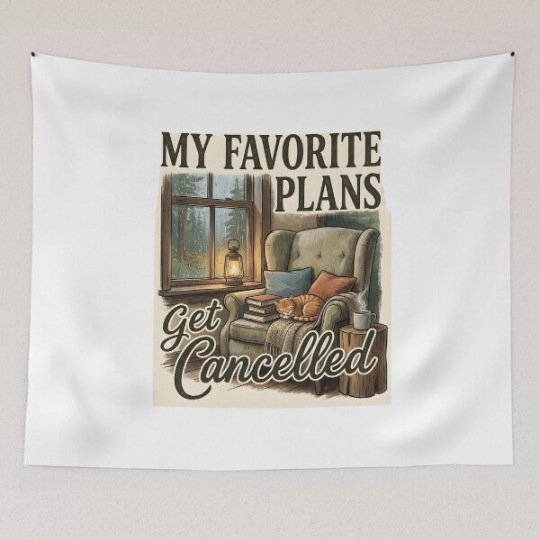 Item preview, Funny Introvert Shirt, My Favorite Plans Get Cancelled, Cozy Cat Reading Design, Homebody Quote, Book Lover Gift designed and sold by softmind studio.