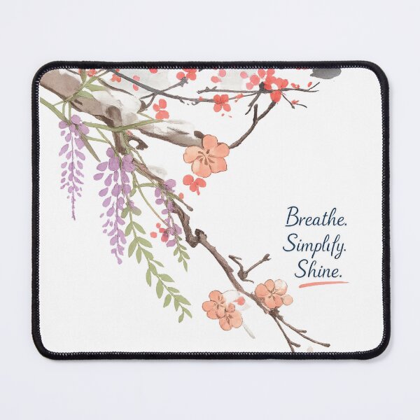 Item preview, Watercolor Floral Mindfulness Art – Breathe Simplify Shine Quote designed and sold by EdgeSphere.