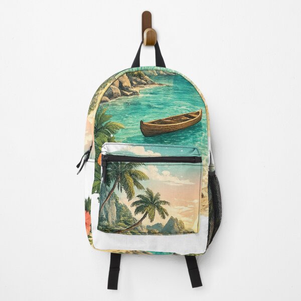 Item preview, Tropical Island Paradise: Turquoise Lagoon Wooden Boat Beach Sunset designed and sold by irfanshikh.