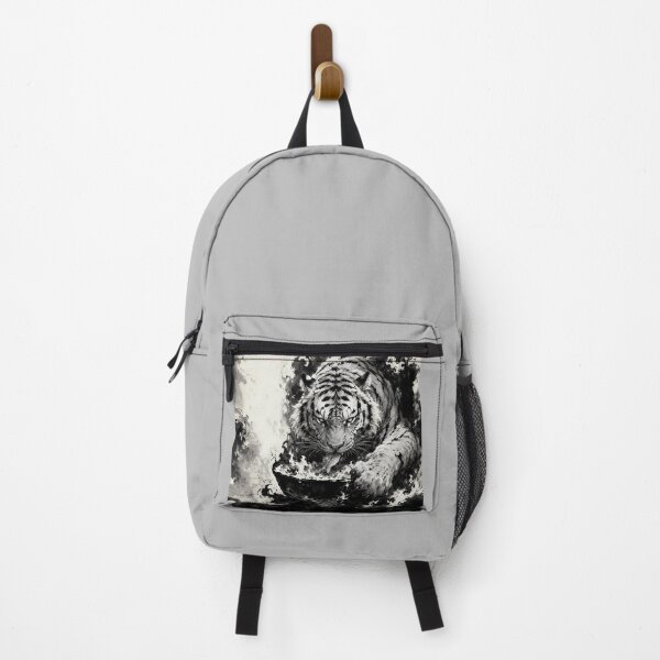 Item preview, Majestic White Tiger Emerging from Ink | Chinese Ink Painting Fantasy Art designed and sold by ManJiangHong.