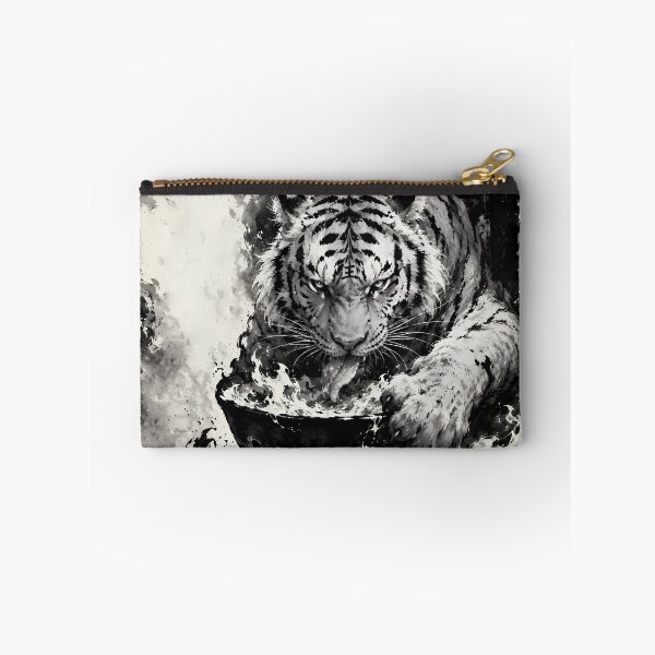 Item preview, Majestic White Tiger Emerging from Ink | Chinese Ink Painting Fantasy Art designed and sold by ManJiangHong.