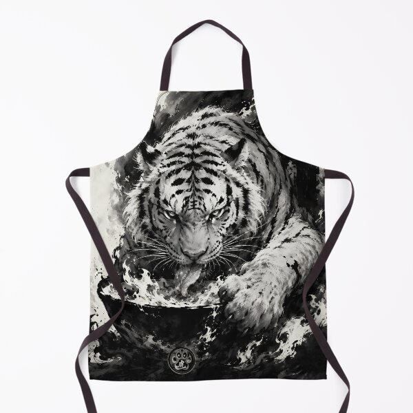 Item preview, Majestic White Tiger Emerging from Ink | Chinese Ink Painting Fantasy Art designed and sold by ManJiangHong.