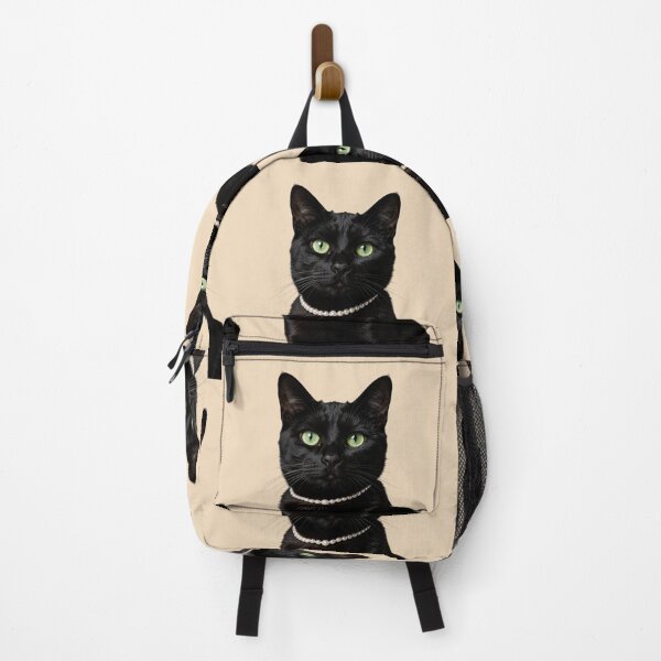 Item preview, Elegant Black Cat with Pearl Necklace designed and sold by BagFactoryUK.