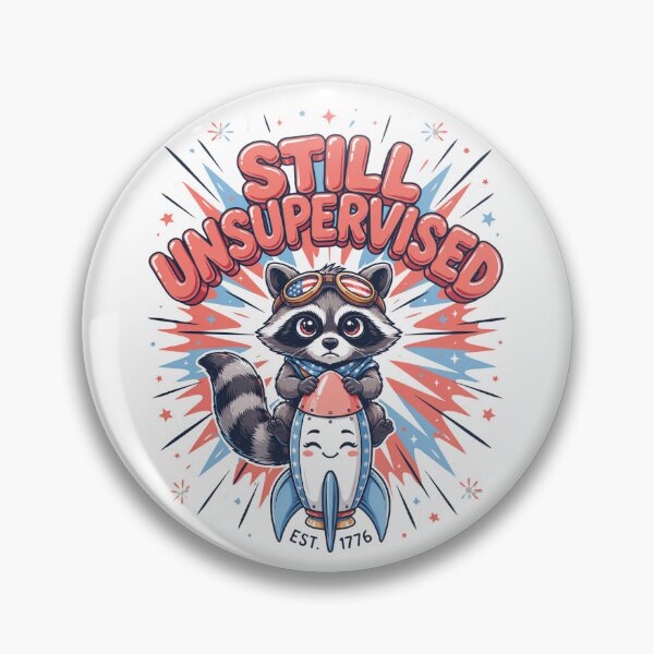 Item preview, Still Unsupervised Cute Kawaii Raccoon Rocket Patriotic Tee v7 designed and sold by DarylWelsh2024.