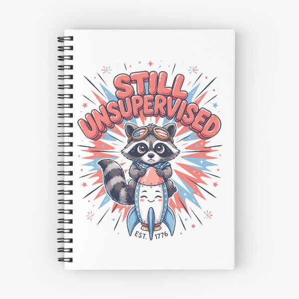 Item preview, Still Unsupervised Cute Kawaii Raccoon Rocket Patriotic Tee v7 designed and sold by DarylWelsh2024.