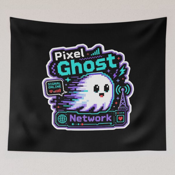Item preview, Pixel Ghost Network – Retro Gaming Cyber Sticker  designed and sold by Sketchlegacy.
