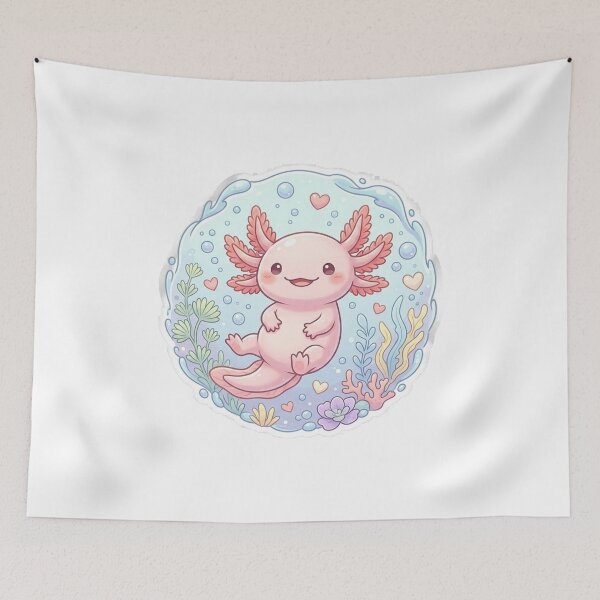 Item preview, Cute Pink Axolotl Floating Underwater Sticker designed and sold by GrzywaM.