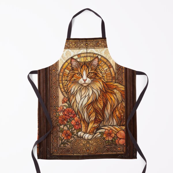Item preview, Sunlit Majesty Long-Haired Ginger Tabby Stained Glass Art designed and sold by pinkal.