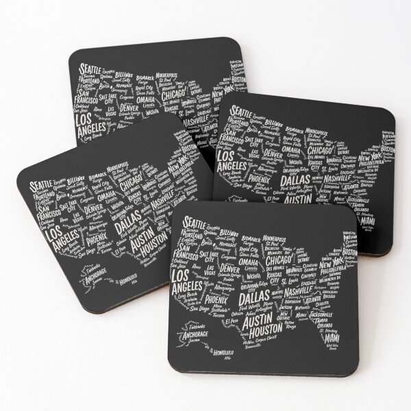 Item preview, USA Cities Typography Map designed and sold by layalistoresa.
