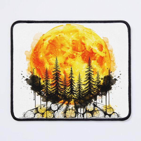 Item preview, Orange Full Moon Forest Trash Polka Watercolor Design designed and sold by GabeMountainArt.