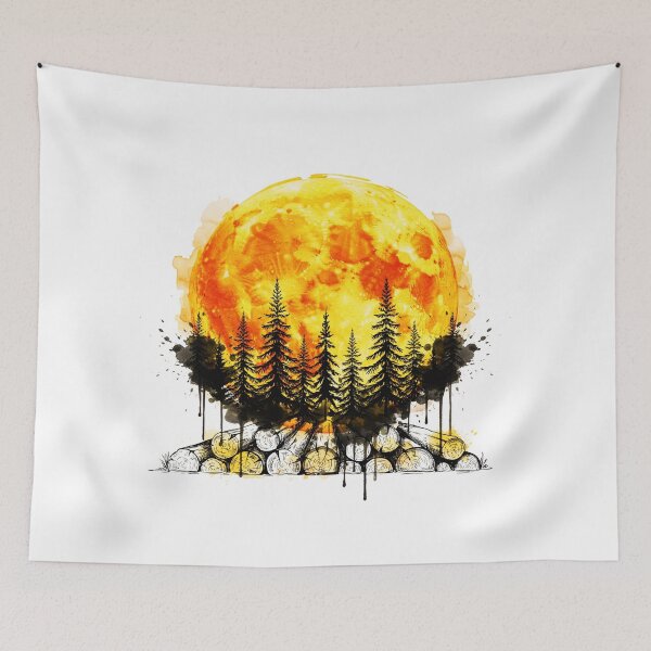 Item preview, Orange Full Moon Forest Trash Polka Watercolor Design designed and sold by Gabe1983.