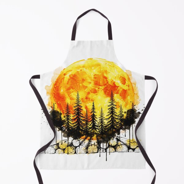 Item preview, Orange Full Moon Forest Trash Polka Watercolor Design designed and sold by GabeMountainArt.