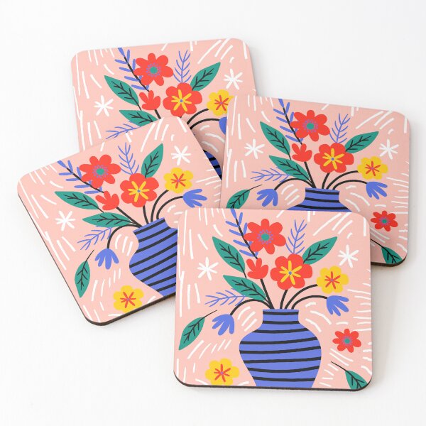 Item preview, Abstract Colorful Flowers in Striped Vase Boho Floral designed and sold by FaizArtShop.