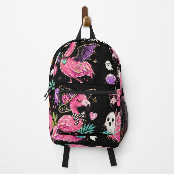 Item preview, Cute Halloween Flamingo Pattern with Witch Hat Pumpkin and Skeleton Costumes designed and sold by Serene woods.