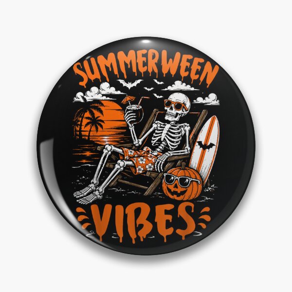 Item preview, Summerween Vibes Skeleton Relaxing on Beach Chair with Surfboard Pumpkin designed and sold by Serene woods.