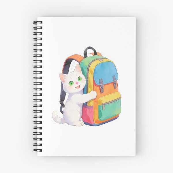 Item preview, Cute White Cat Hugging a School Backpack | Back to School Sticker designed and sold by OksArtStudio.
