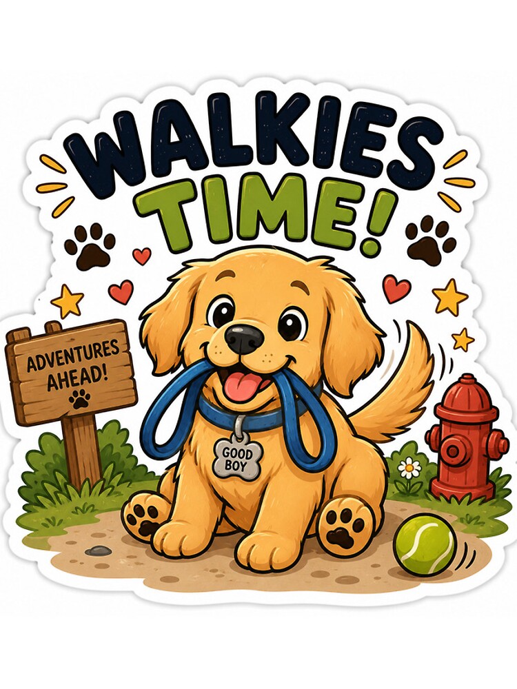 Thumbnail 4 of 4, iPhone Case, Walkies Time Cute Dog Sticker designed and sold by AdiStickerLab.