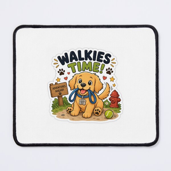 Item preview, Walkies Time Cute Dog Sticker designed and sold by BrainBuckets.