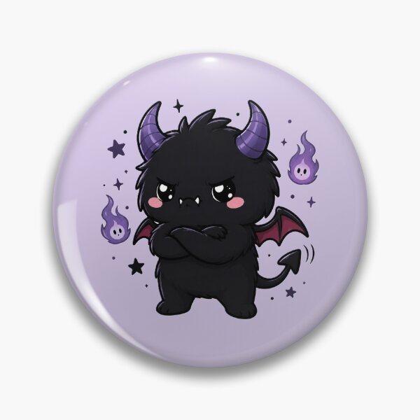 Item preview, Grumpy Cute Gothic Demon With Purple Flames designed and sold by House of Rein.