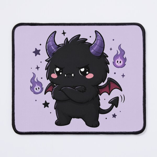 Item preview, Grumpy Cute Gothic Demon With Purple Flames designed and sold by House of Rein.