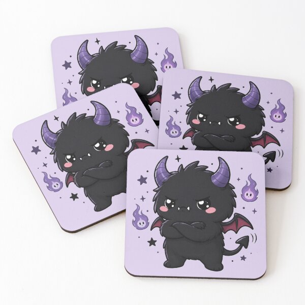 Item preview, Grumpy Cute Gothic Demon With Purple Flames designed and sold by House of Rein.