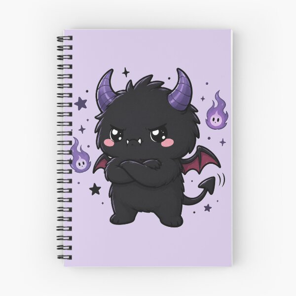 Item preview, Grumpy Cute Gothic Demon With Purple Flames designed and sold by House of Rein.