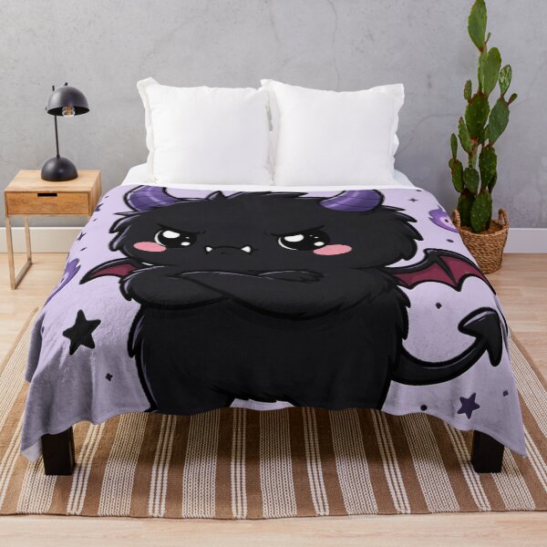 Item preview, Grumpy Cute Gothic Demon With Purple Flames designed and sold by House of Rein.