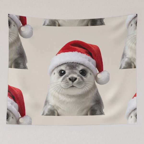 Item preview, Cute Baby Seal Santa Hat Portrait designed and sold by BagFactoryUK.