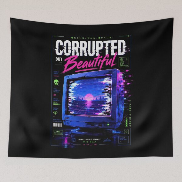 Item preview, Corrupted but Beautiful – Retro CRT Glitch Poster  designed and sold by Sketchlegacy.