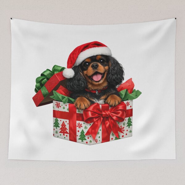 Item preview, Christmas Present Black and Tan Cavalier designed and sold by SpottyRainbow.