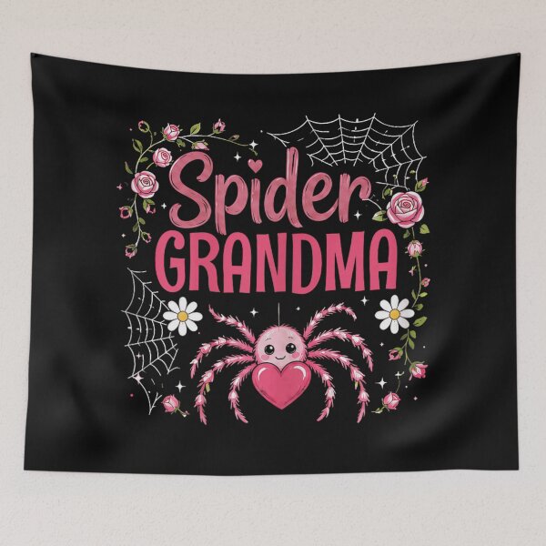 Item preview, Spider Grandma Cute Pink Fluffy Spider Holding Heart with Flowers designed and sold by Taniyah Gomes.