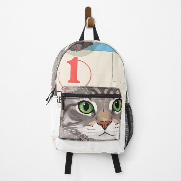 Item preview, Cute Norwegian Forest Cat Hugging a Backpack | September 1 Back to School Sticker designed and sold by OksArtStudio.